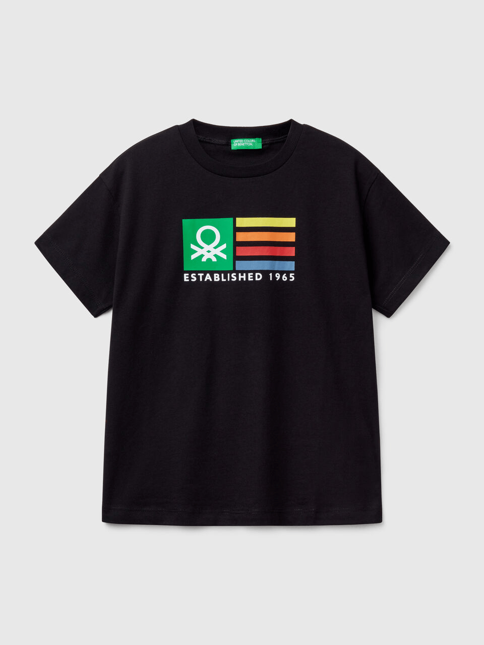 Benetton Erkek Çocuk Baskılı Tshirt 6-14 Yaş Siyah