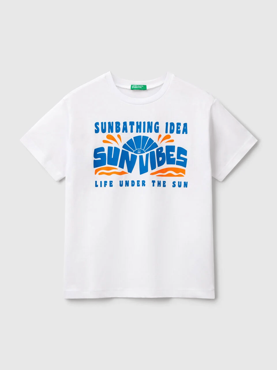 Benetton Erkek Çocuk Baskılı Tshirt 6-14 Yaş Beyaz
