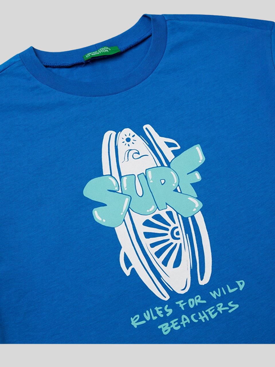 Benetton Erkek Çocuk Baskılı Tshirt 6-14 Yaş Mavi