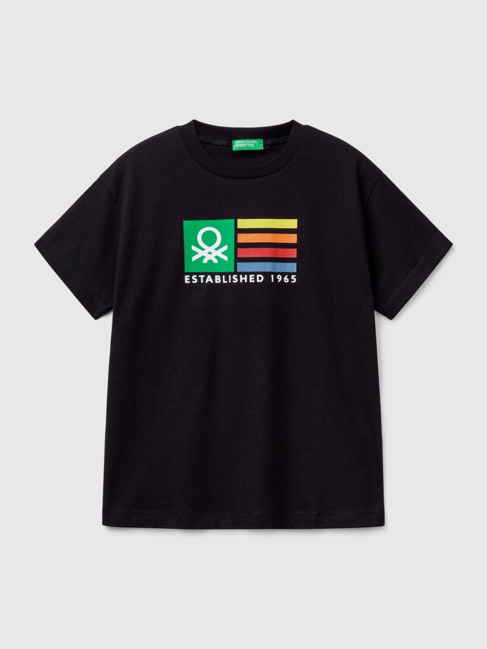 Benetton Erkek Çocuk Baskılı Tshirt 6-14 Yaş Siyah