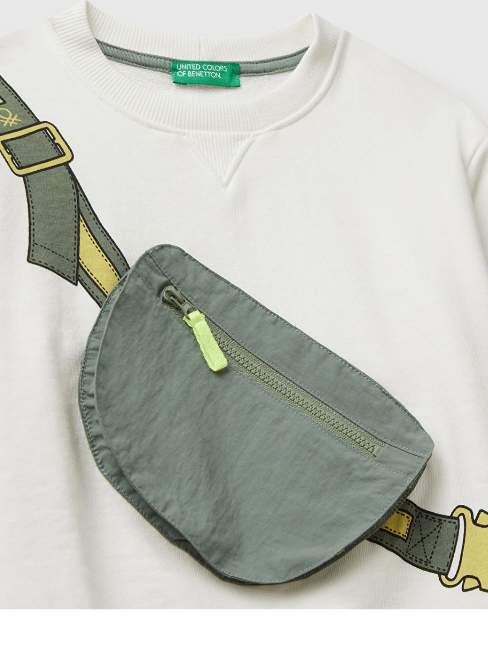 Benetton Erkek Çocuk Çantalı Sweatshirt 1-6 Yaş Ekru