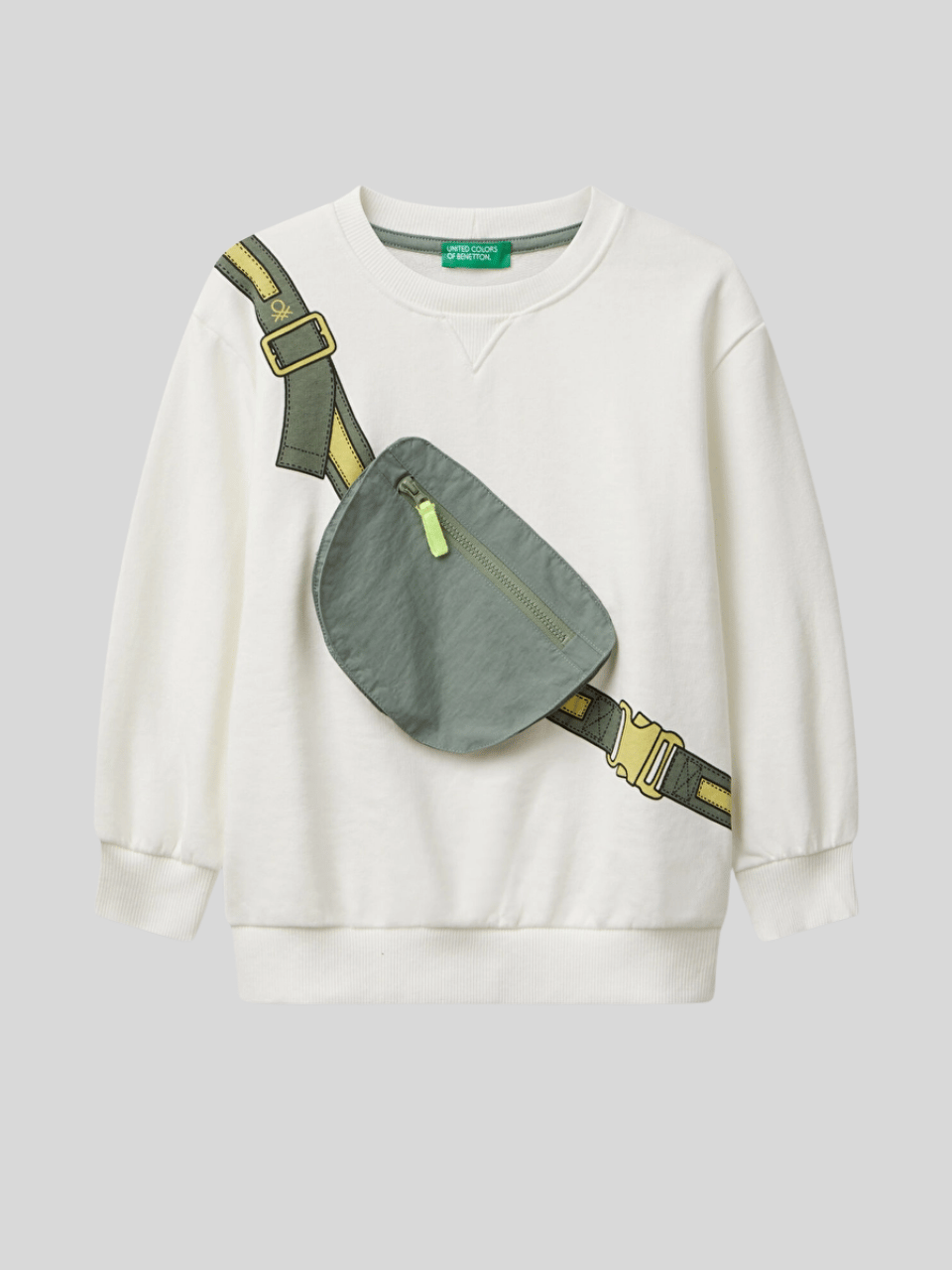 Benetton Erkek Çocuk Çantalı Sweatshirt 1-6 Yaş Ekru