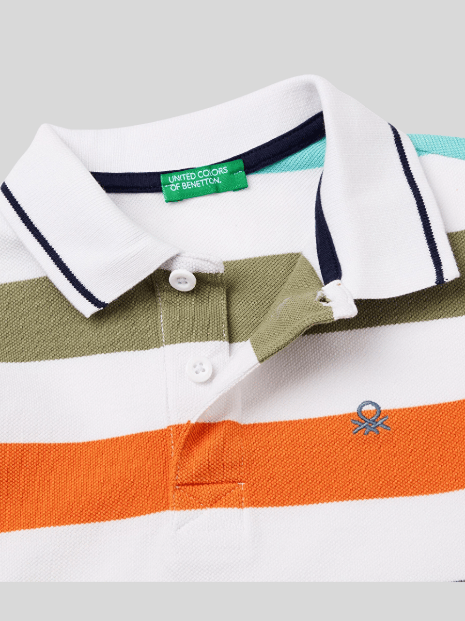 Benetton Erkek Çocuk Çizgili Polo Tshirt 6-14 Yaş Turuncu