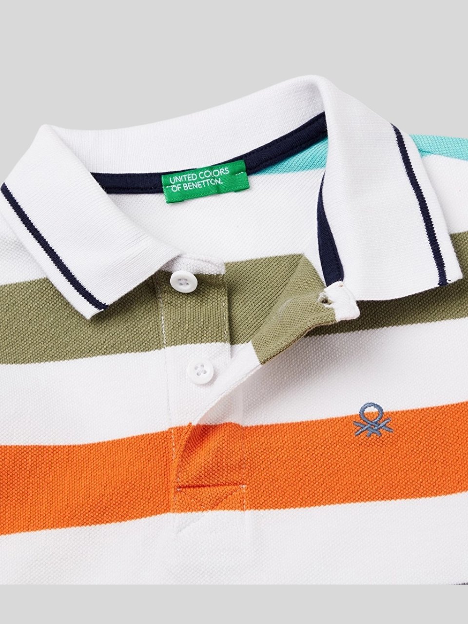 Benetton Erkek Çocuk Çizgili Polo Tshirt 6-14 Yaş Turuncu