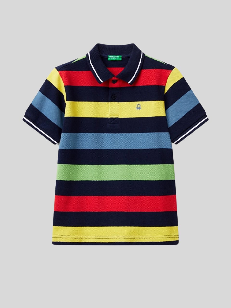Benetton Erkek Çocuk Çizgili Polo Tshirt 6-14 Yaş Lacivert
