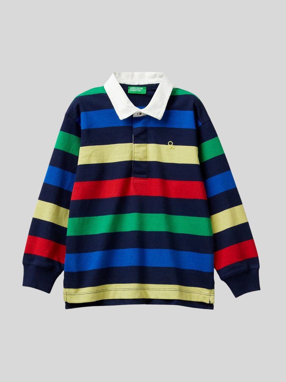 Benetton Erkek Çocuk Cizgili Polo Yaka Sweatshirt 1-6 Yaş Lacivert