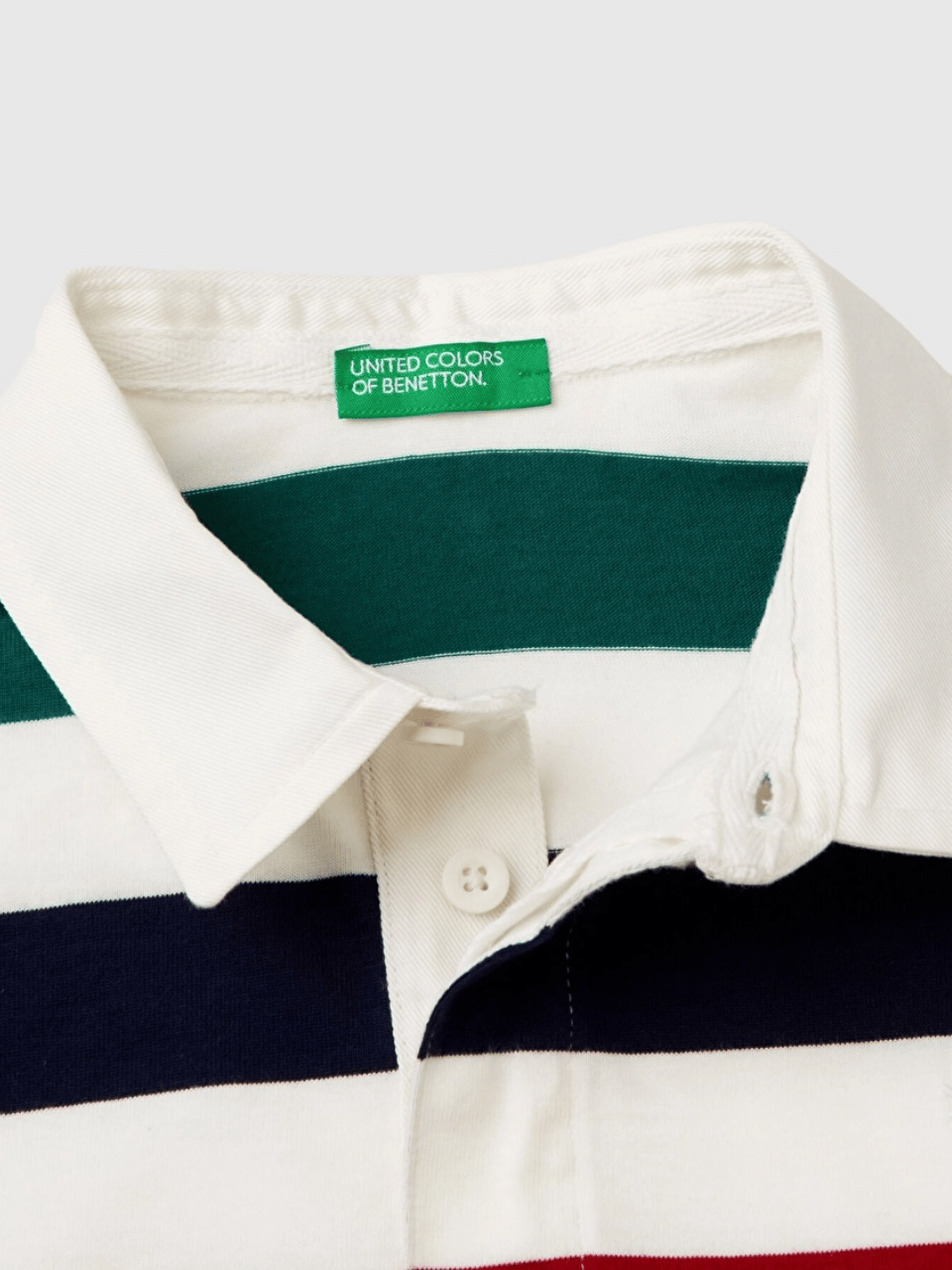 Benetton Erkek Çocuk Cizgili Polo Yaka Ssweatshirt 6-14 Yaş EKRU