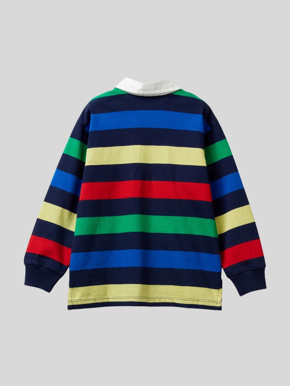 Benetton Erkek Çocuk Cizgili Polo Yaka Sweatshirt 1-6 Yaş Lacivert