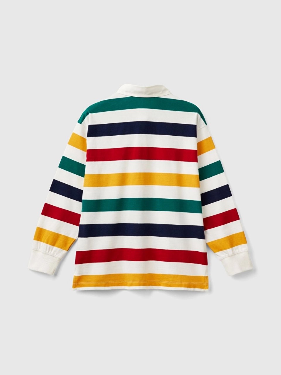 Benetton Erkek Çocuk Cizgili Polo Yaka Ssweatshirt 6-14 Yaş EKRU