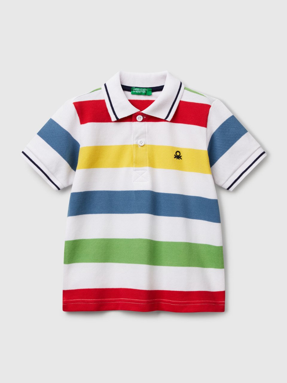 Benetton Erkek Çocuk Çizgili PoloTshirt 1-6 Yaş Beyaz