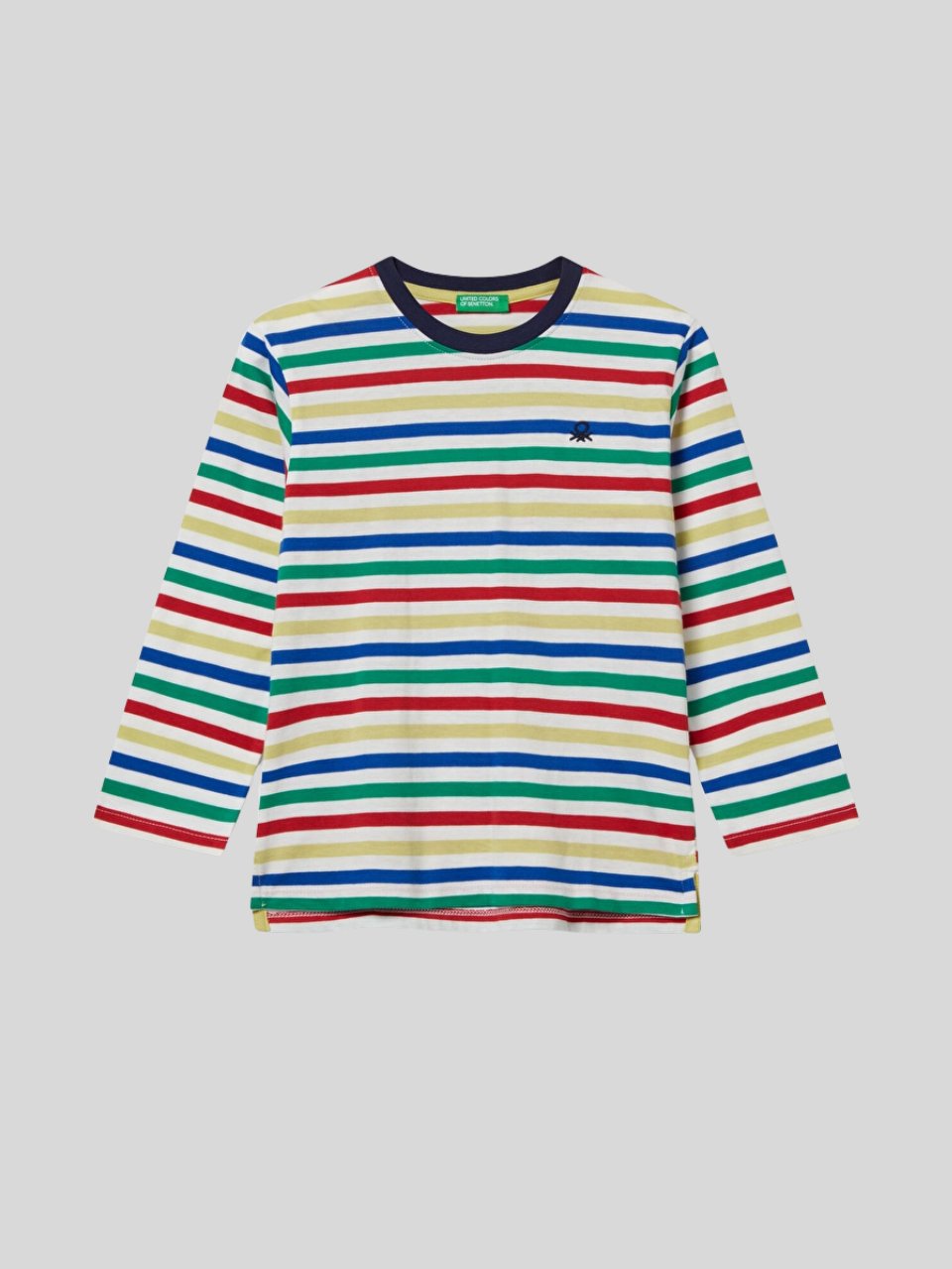 Benetton Erkek Çocuk Cizgili Sweatshirt 1-6 Yaş Beyaz