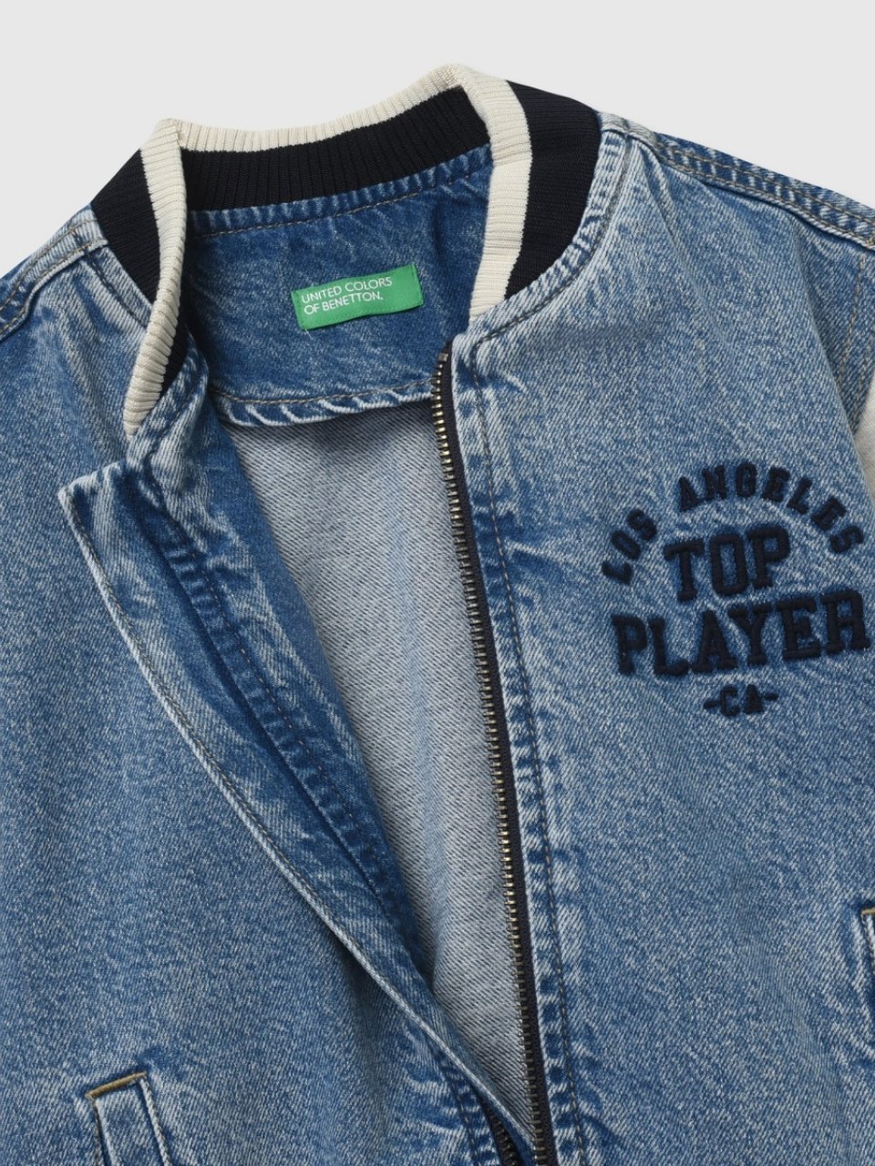 Benetton Erkek Çocuk Denim Bomber Ceket 1-6 Yaş Mavi