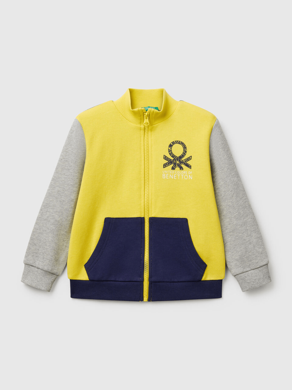 Benetton Erkek Çocuk Fermuarlı Sweatshirt 1-6 Yaş Sarı