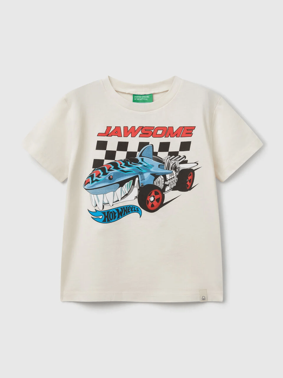 Benetton Erkek Çocuk Hot Wheels Tshirt 1-6 Yaş Ekru