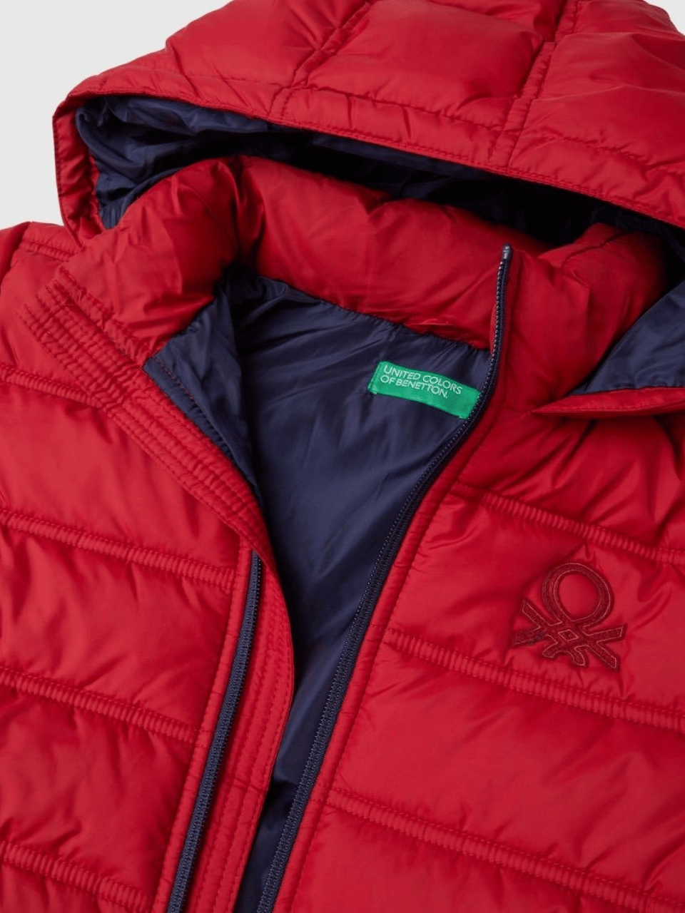 Benetton Erkek Çocuk İşlemeli Pufa Mont 6-14 Yaş KIRMIZI