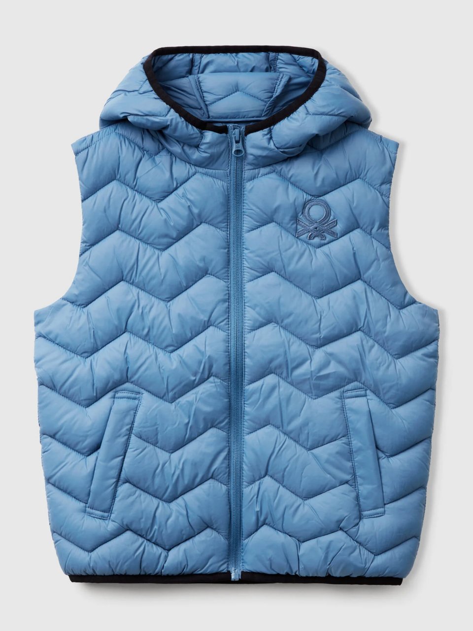 Benetton Erkek Çocuk İşlemeli Pufa Yelek 6-14 Yaş İndigo