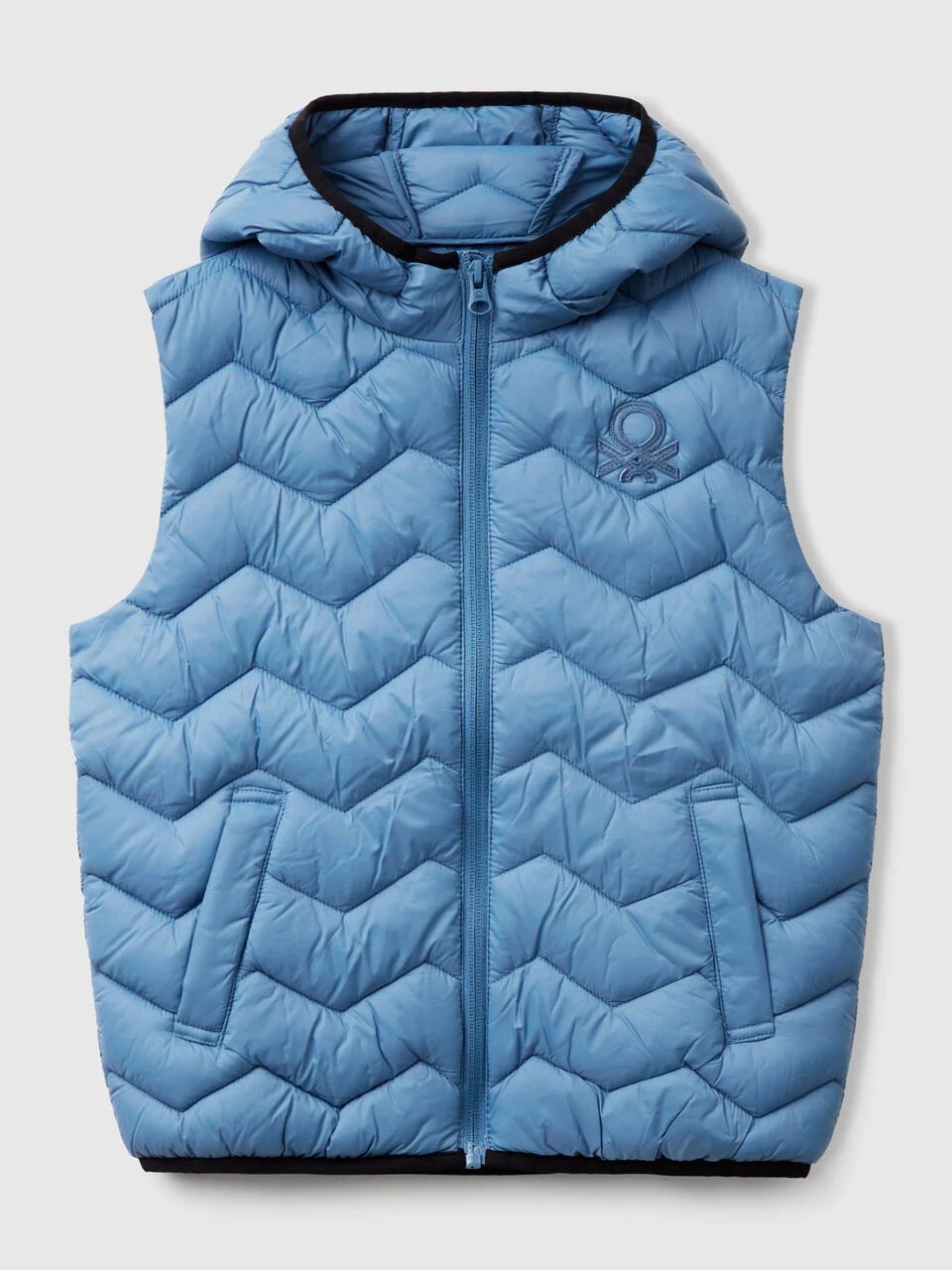 Benetton Erkek Çocuk İşlemeli Pufa Yelek 6-14 Yaş İndigo