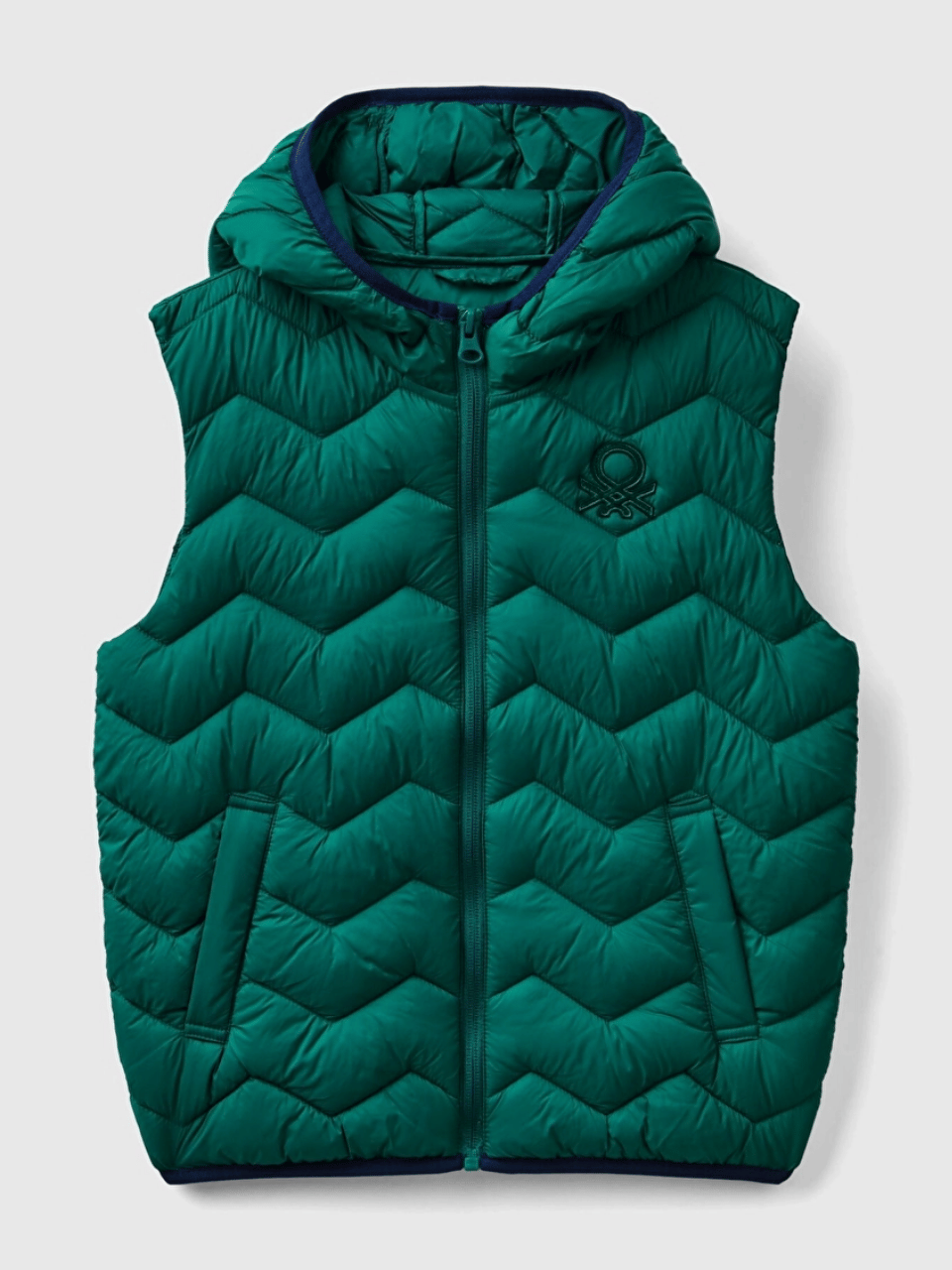 Benetton Erkek Çocuk İşlemeli Pufa Yelek 6-14 Yaş Yeşil