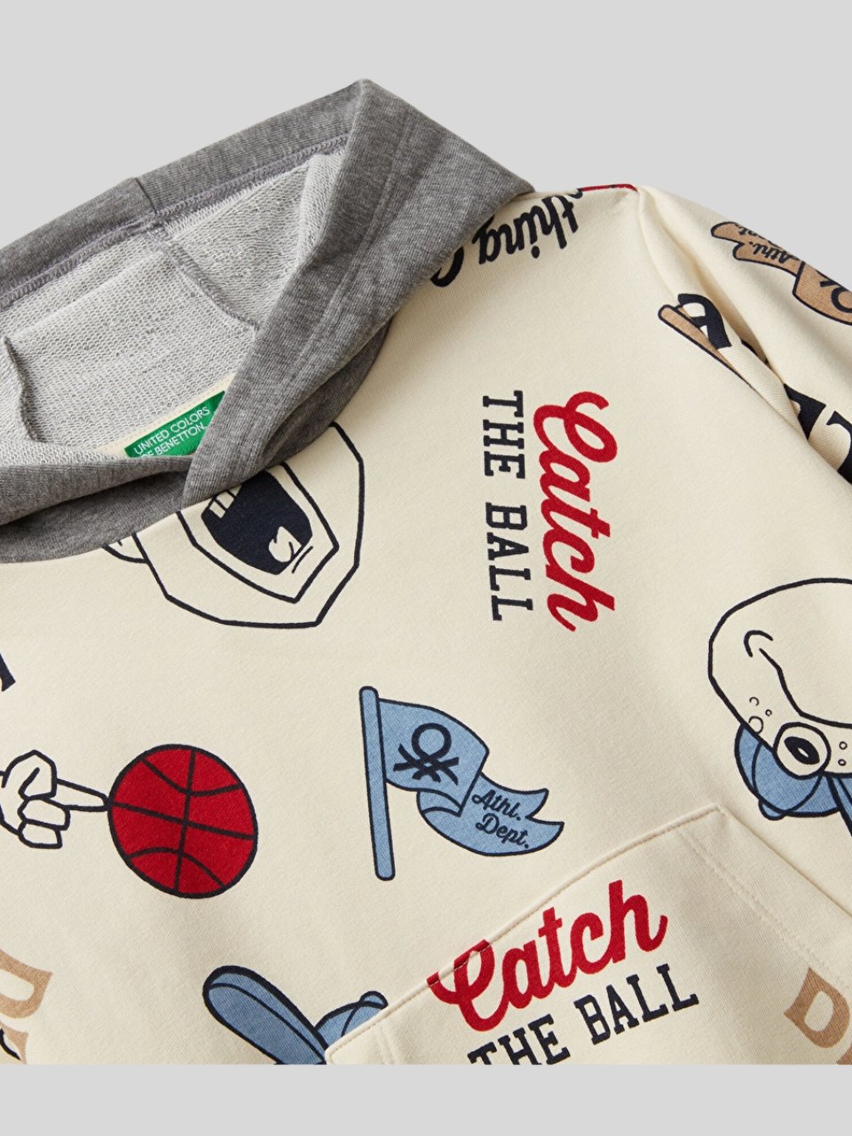 Benetton Erkek Çocuk Kapüşonlu Sweatshirt 6-14 Yaş Krem