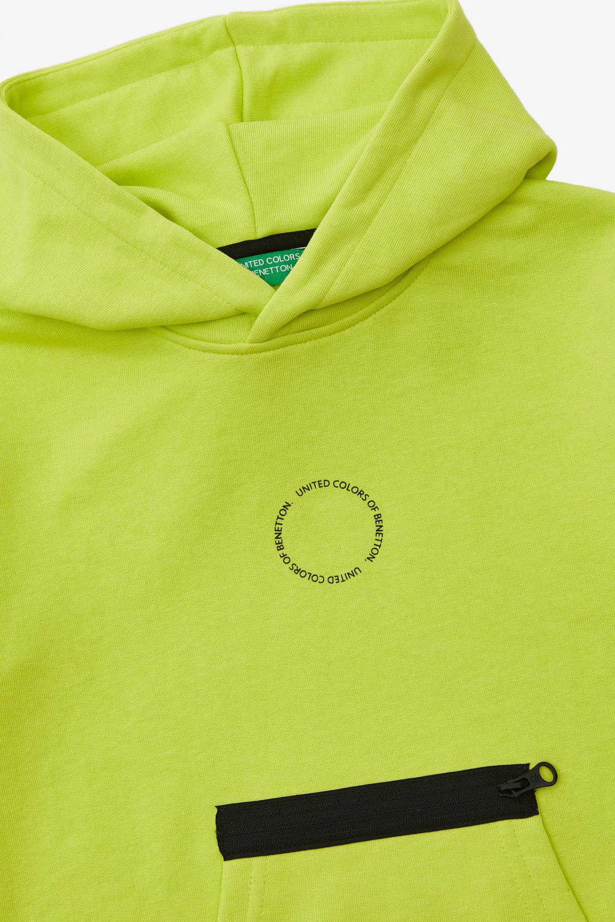 Benetton Erkek Çocuk Kapüşonlu Sweatshirt 4-14 Yaş NEON