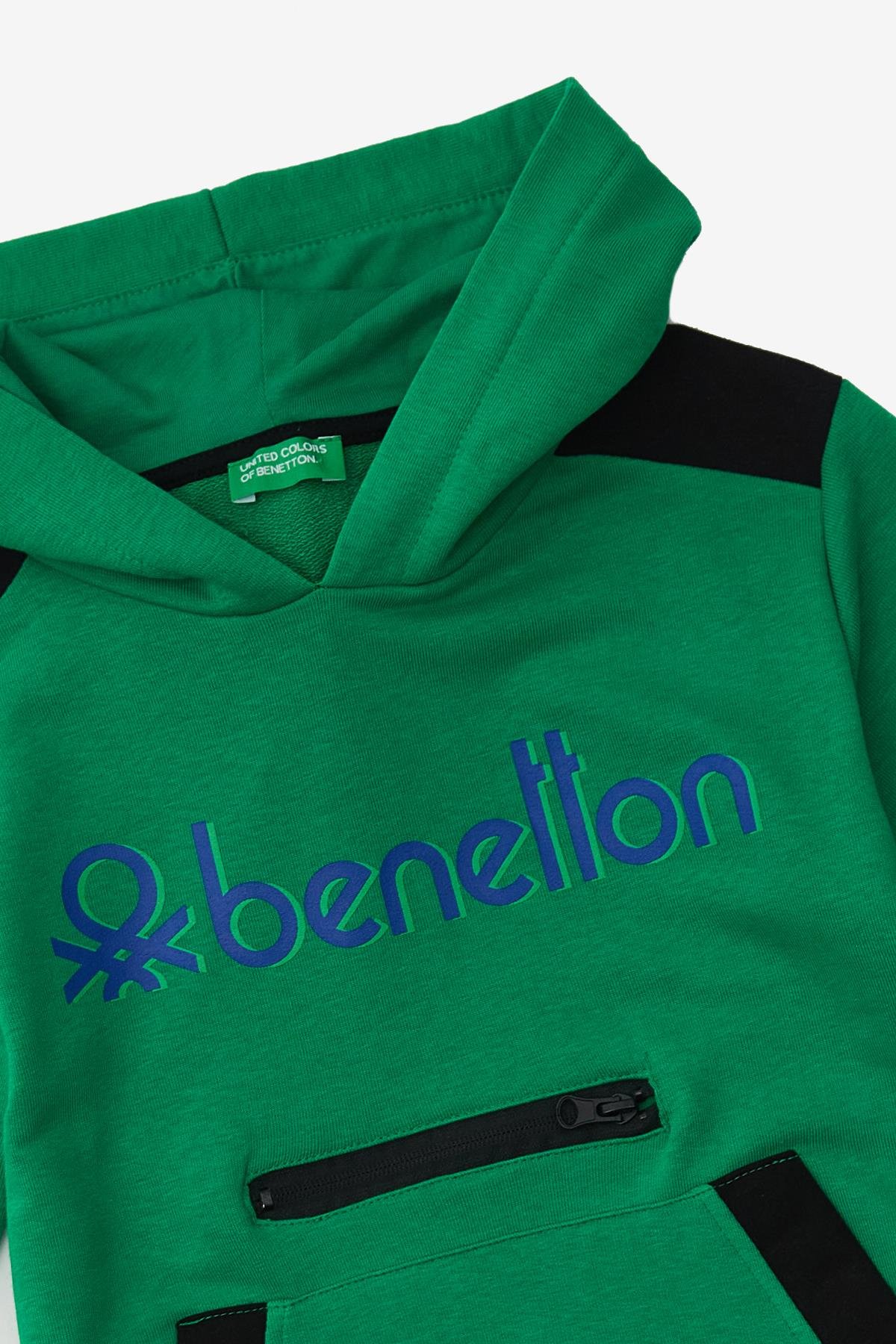 Benetton Erkek Çocuk Kapüşonlu Sweatshirt 4-14 Yaş YEŞİL