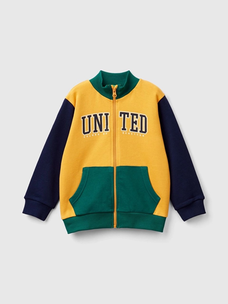 Benetton Erkek Çocuk Logo Baskılı Fermuarlı Sweatshirt 1-6 Yaş SARI