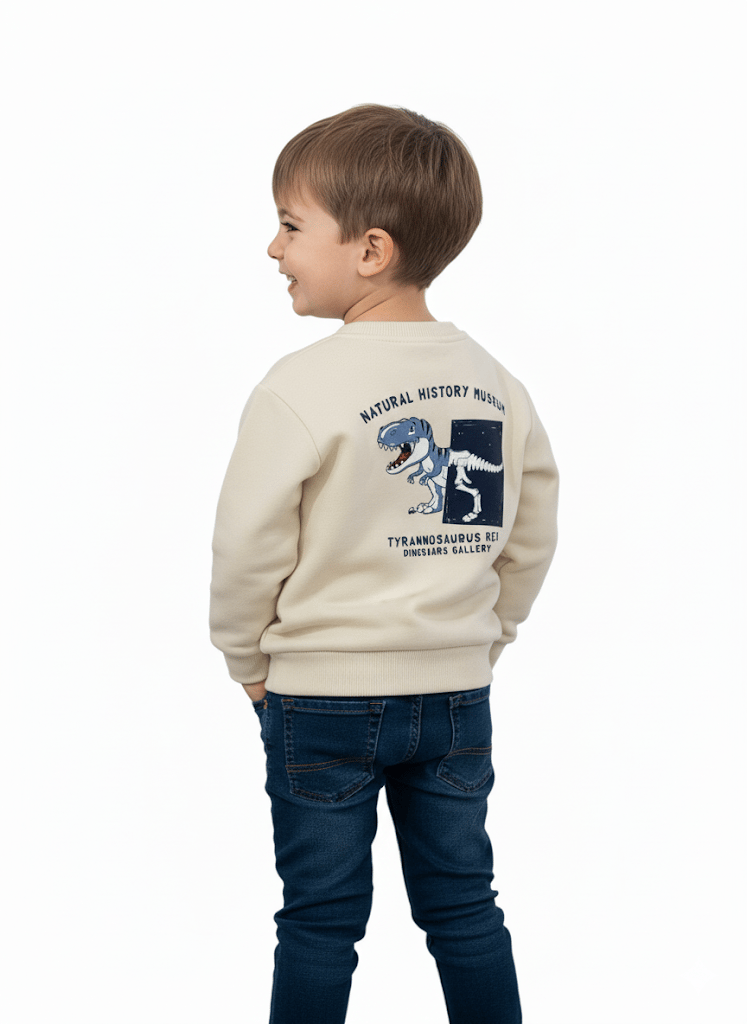 Benetton Erkek Çocuk Sırt Baskılı Sweatshirt 1-6 Yaş Bej