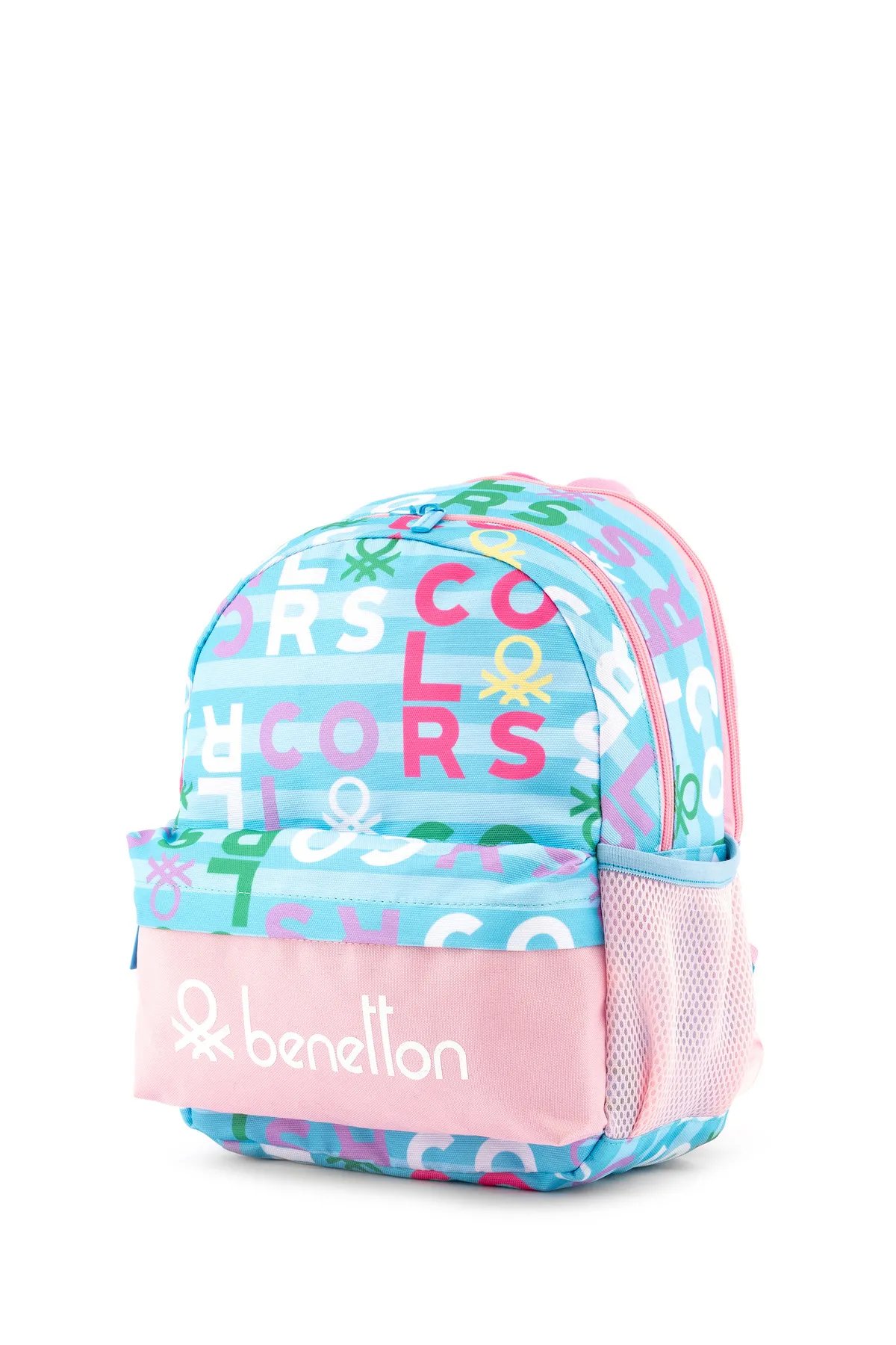 Benetton Harf Baskılı Kız Çocuk Anaokul Çantası Turkuaz