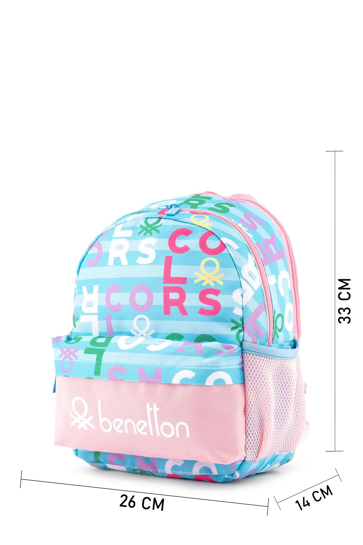 Benetton Harf Baskılı Kız Çocuk Anaokul Çantası Turkuaz