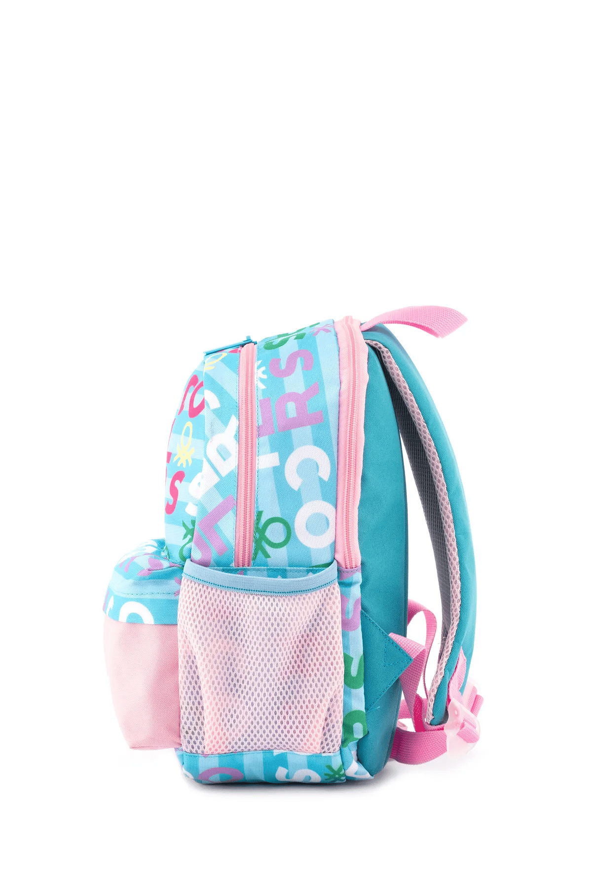 Benetton Harf Baskılı Kız Çocuk Anaokul Çantası Turkuaz