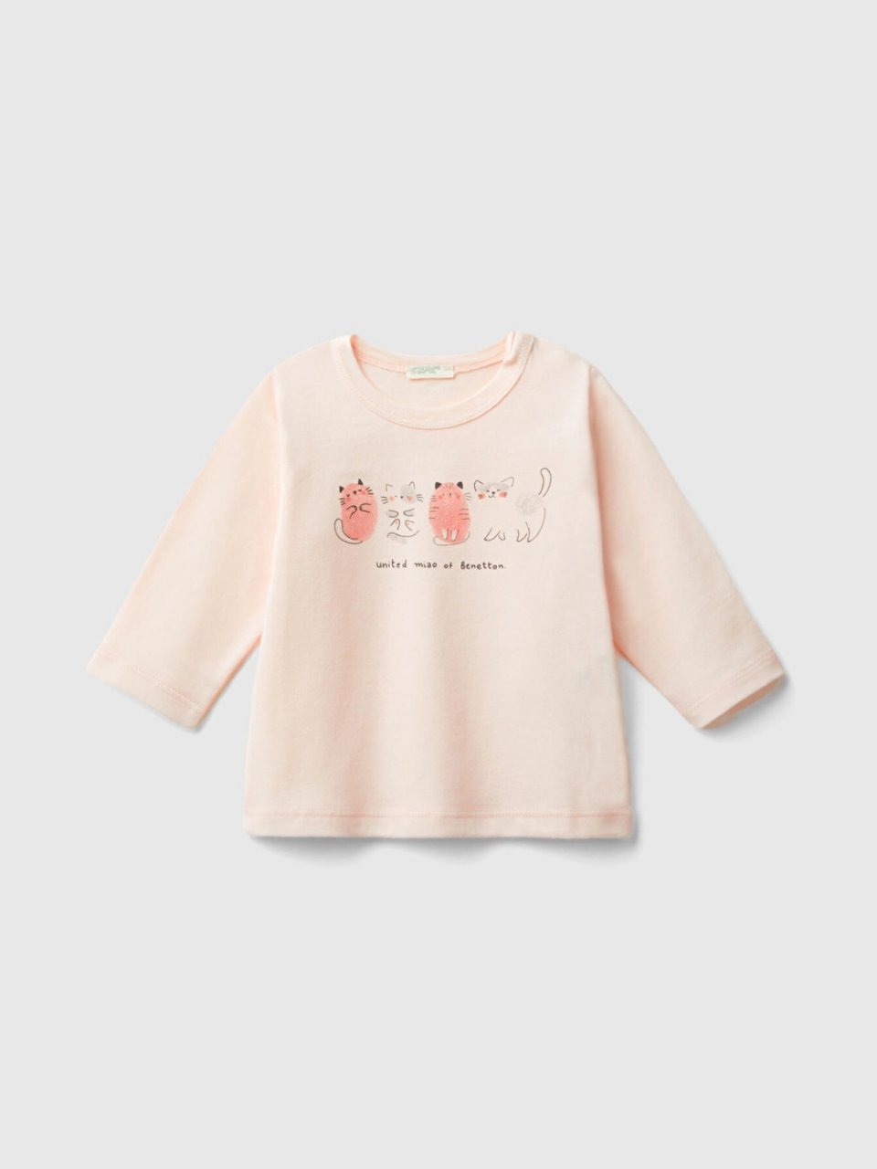 Benetton Kız Bebek Önü Su Baskılı Sweatshırt 1-18 Ay PEMBE