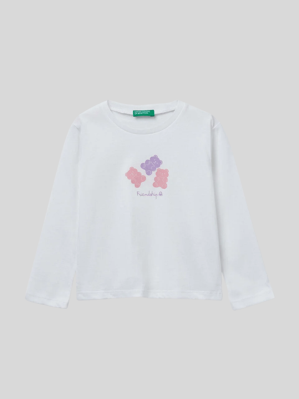 Benetton Kız Çocuk Baskılı Sweatshirt 1-6 Yaş Beyaz
