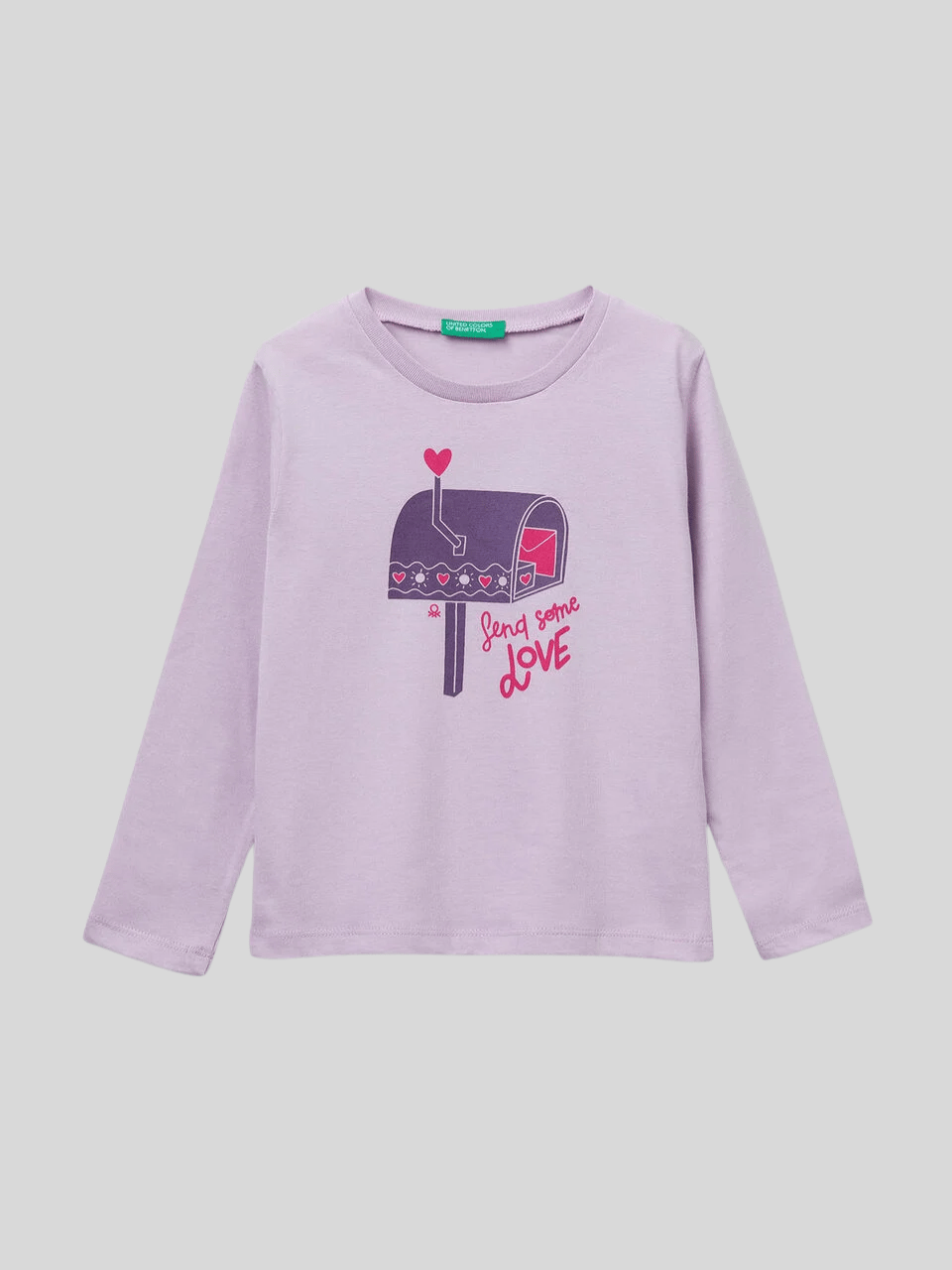 Benetton Kız Çocuk Baskılı Sweatshirt 1-6 Yaş Lila