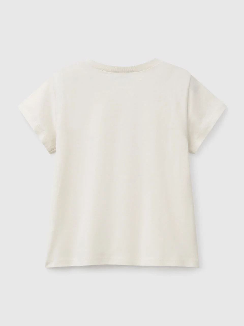 Benetton Kız Çocuk Baskılı Tshirt 1-6 Yaş Ekru