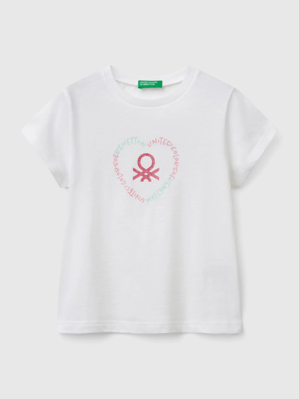 Benetton Kız Çocuk Baskılı Tshirt 1-6 Yaş Beyaz