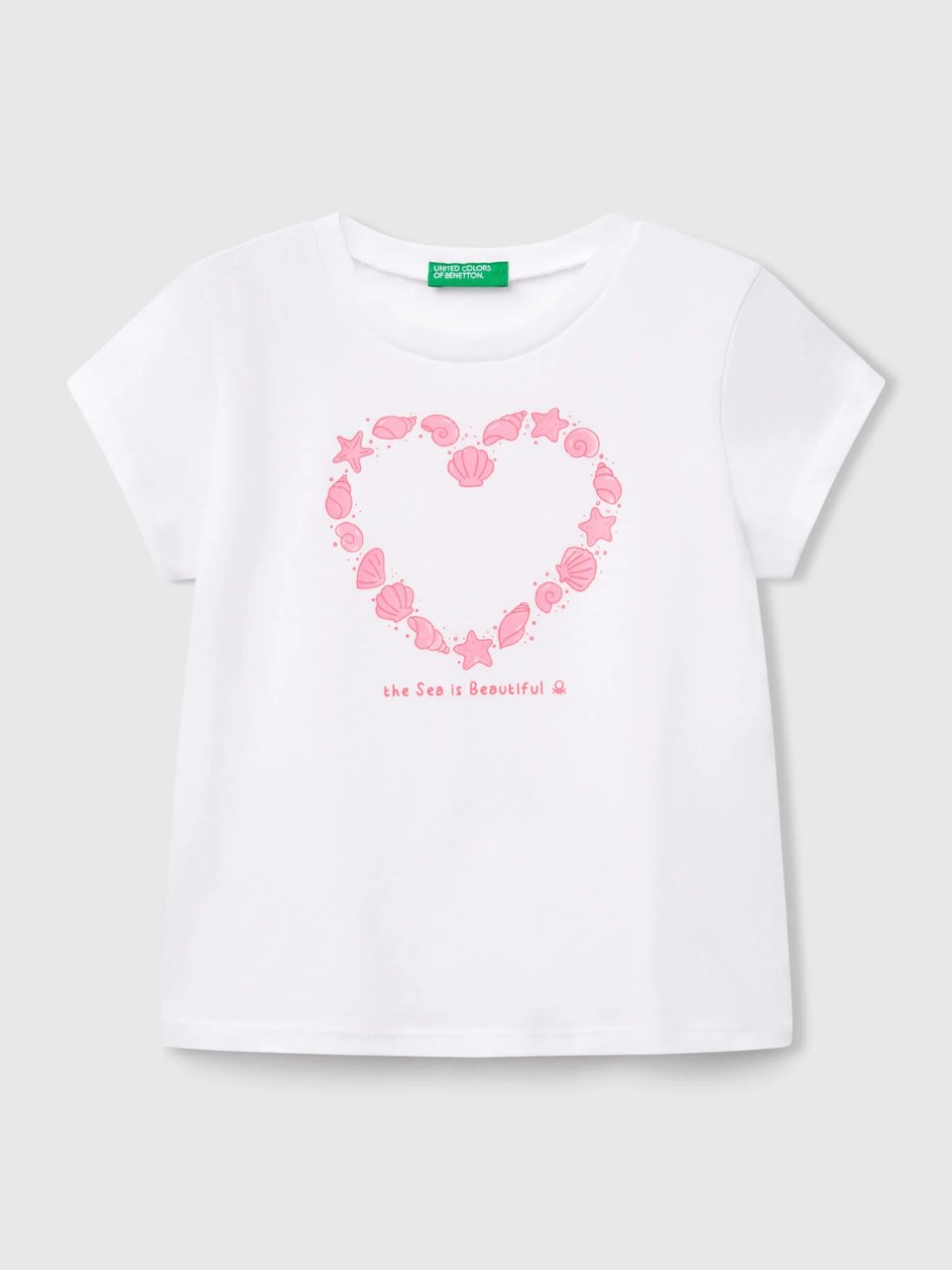 Benetton Kız Çocuk Baskılı Tshirt 1-6 Yaş Beyaz