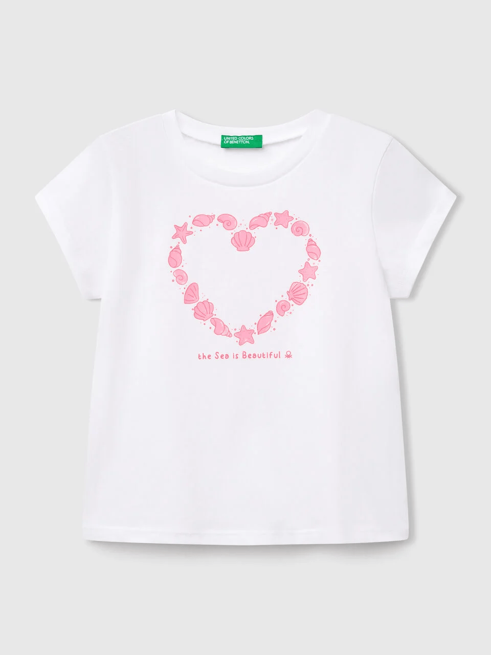 Benetton Kız Çocuk Baskılı Tshirt 1-6 Yaş Beyaz