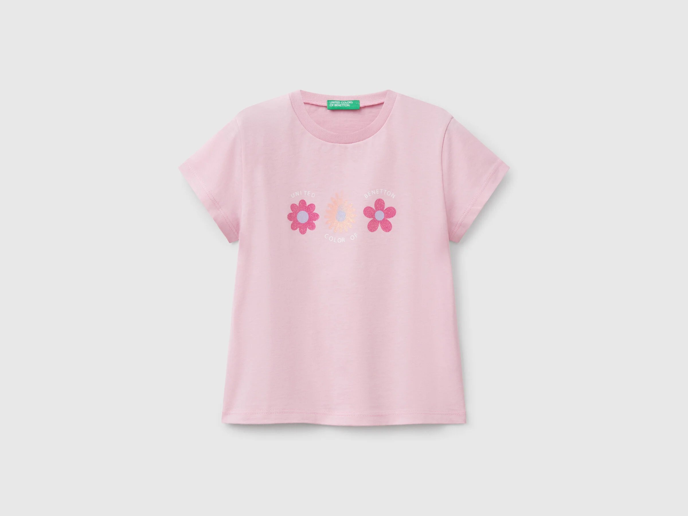 Benetton Kız Çocuk Baskılı Tshirt 1-6 Yaş Açık pembe