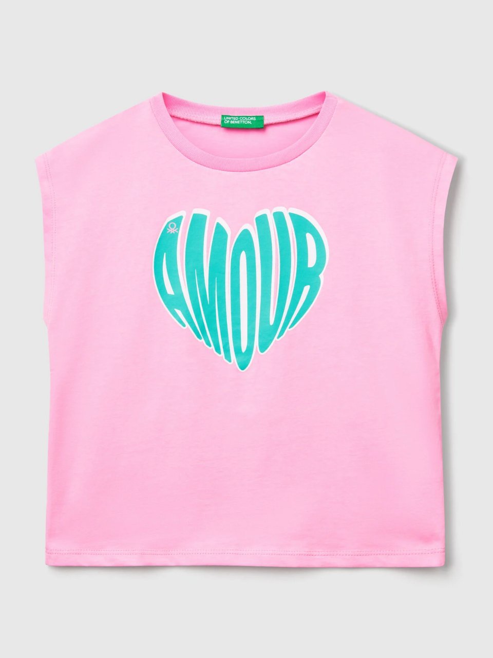 Benetton Kız Çocuk Baskılı Tshirt 6-14 Yaş Pembe