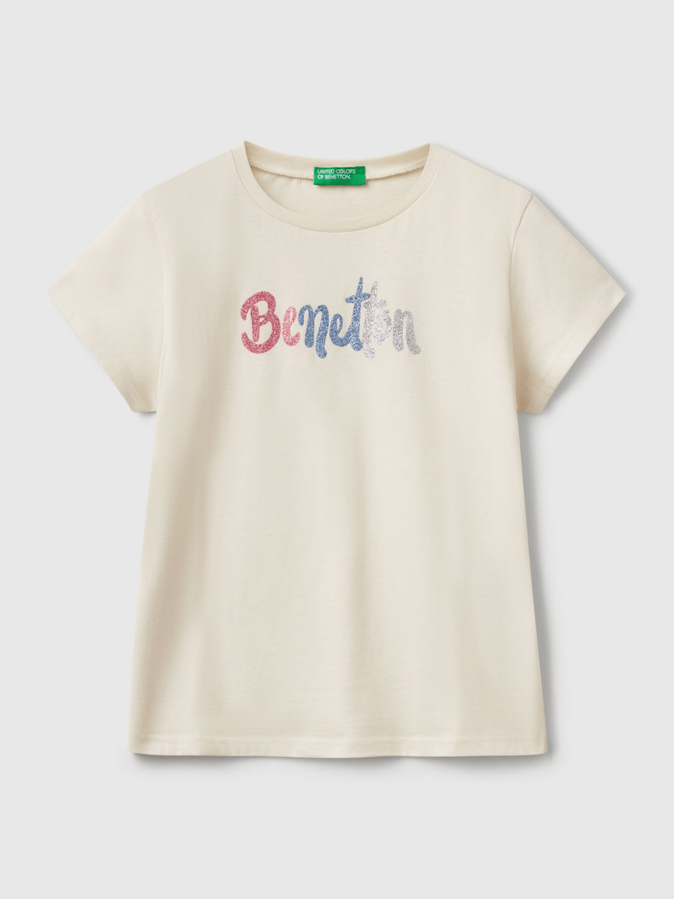 Benetton Kız Çocuk Baskılı Tshirt 6-14 Yaş Bej