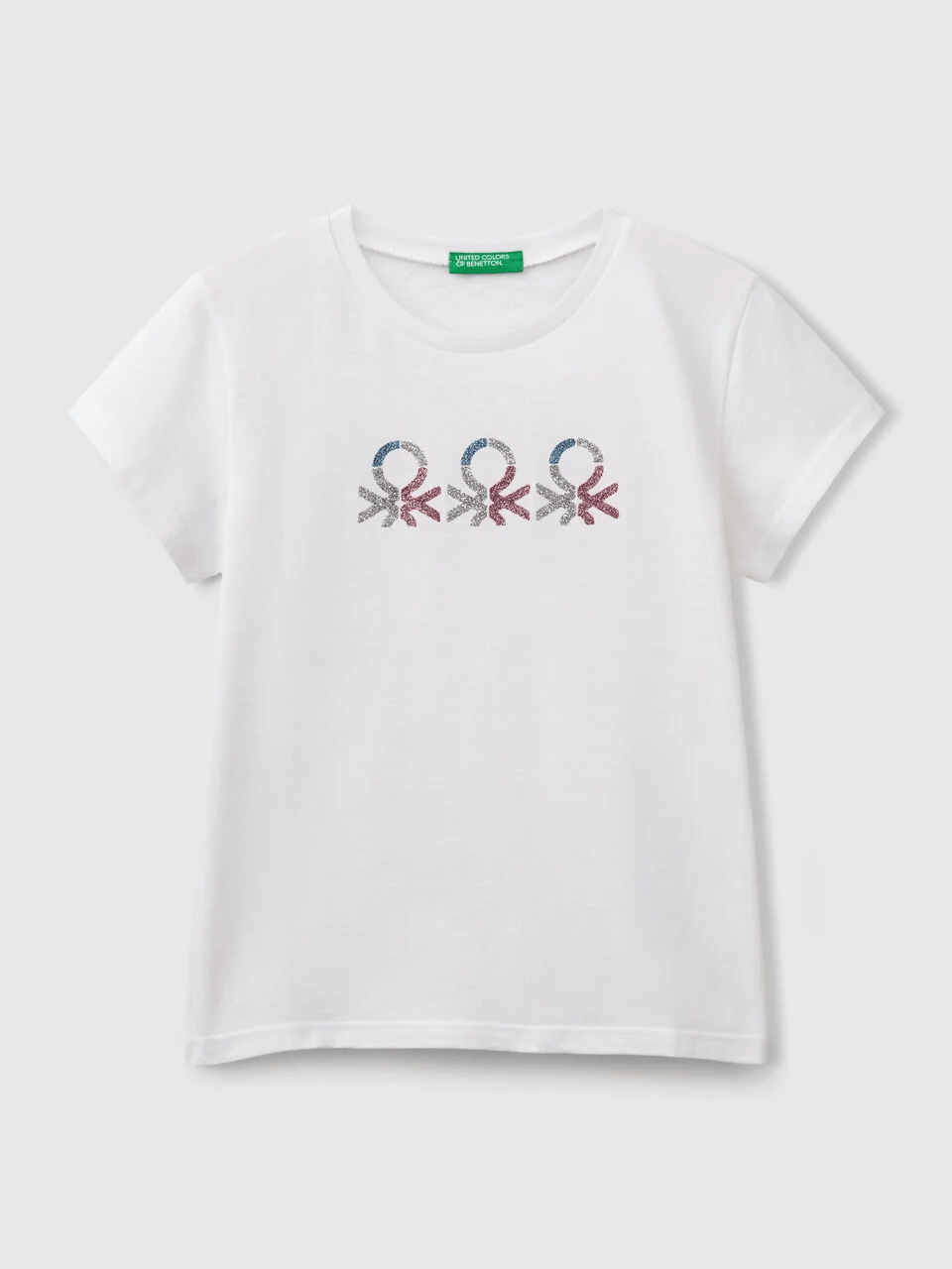 Benetton Kız Çocuk Baskılı Tshirt 6-14 Yaş Beyaz