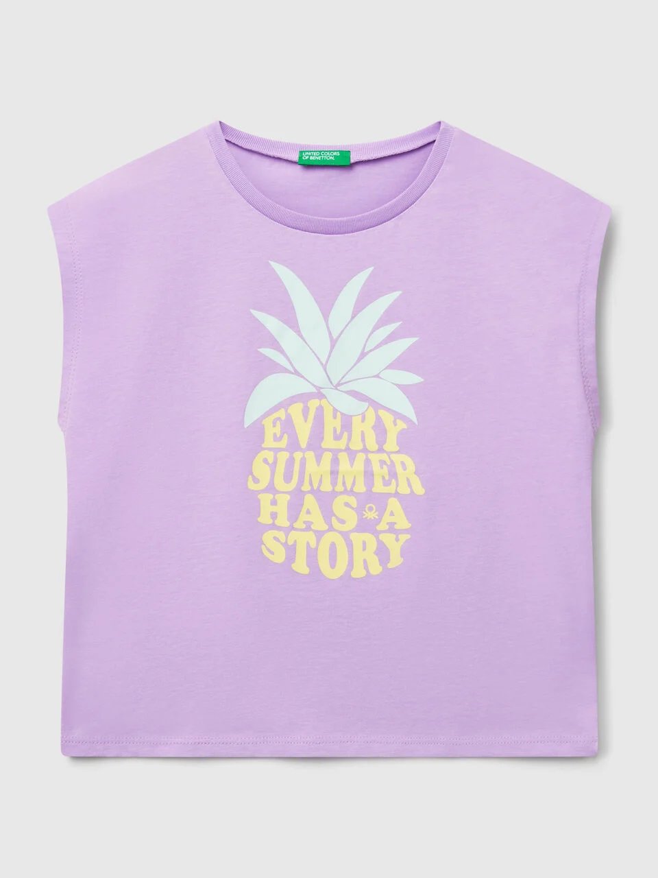 Benetton Kız Çocuk Baskılı Tshirt 6-14 Yaş Lila