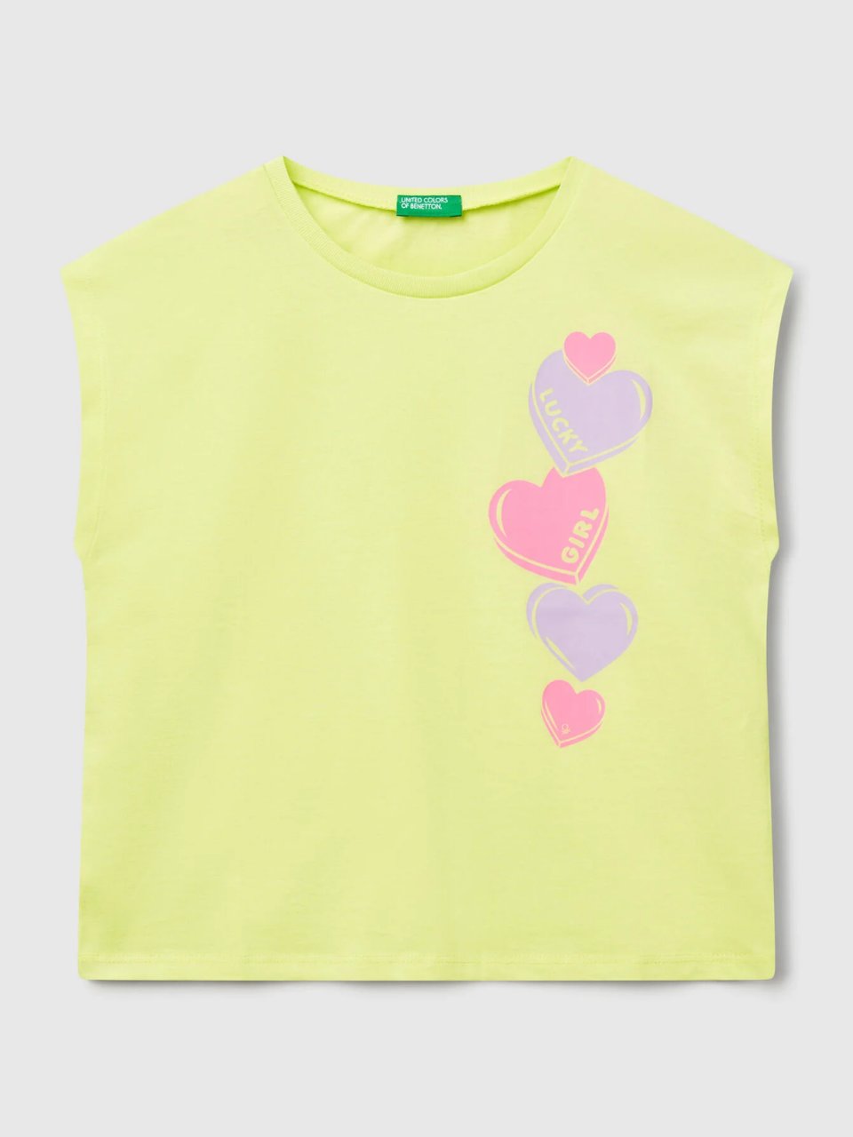 Benetton Kız Çocuk Baskılı Tshirt 6-14 Yaş Sarı