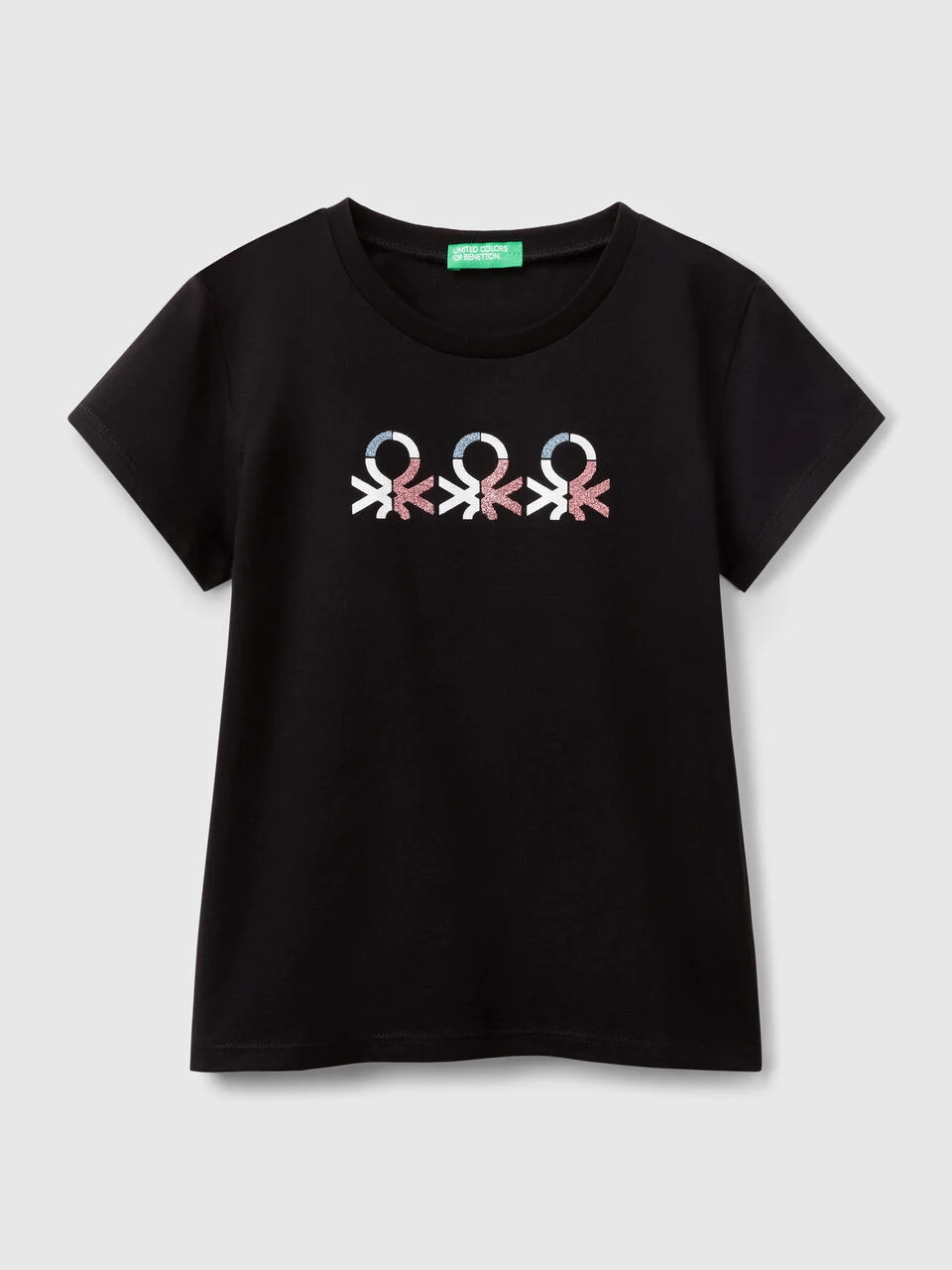 Benetton Kız Çocuk Baskılı Tshirt 6-14 Yaş Siyah