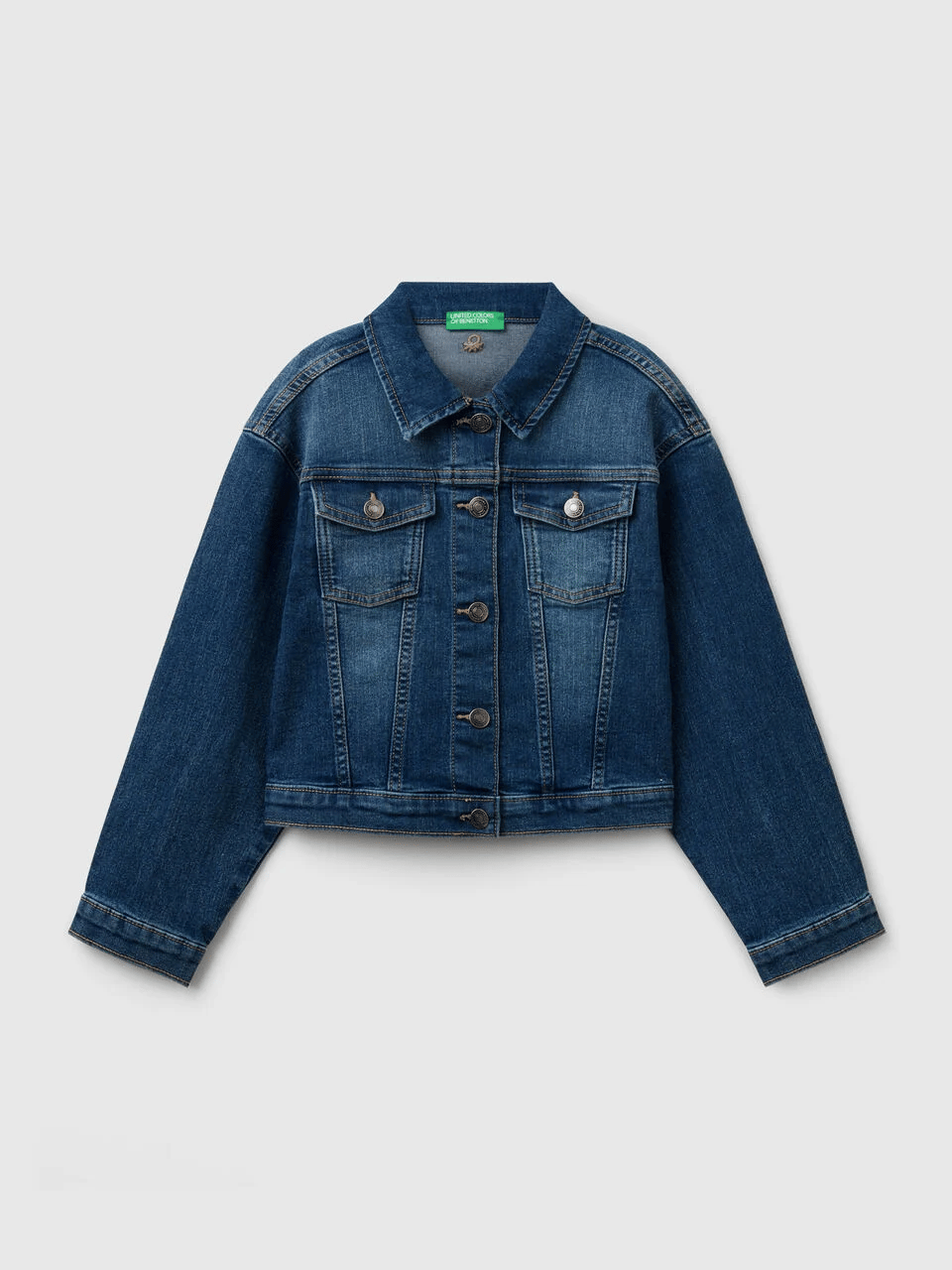 Benetton Kız Çocuk Denim Ceket 6-14 Yaş Mavi