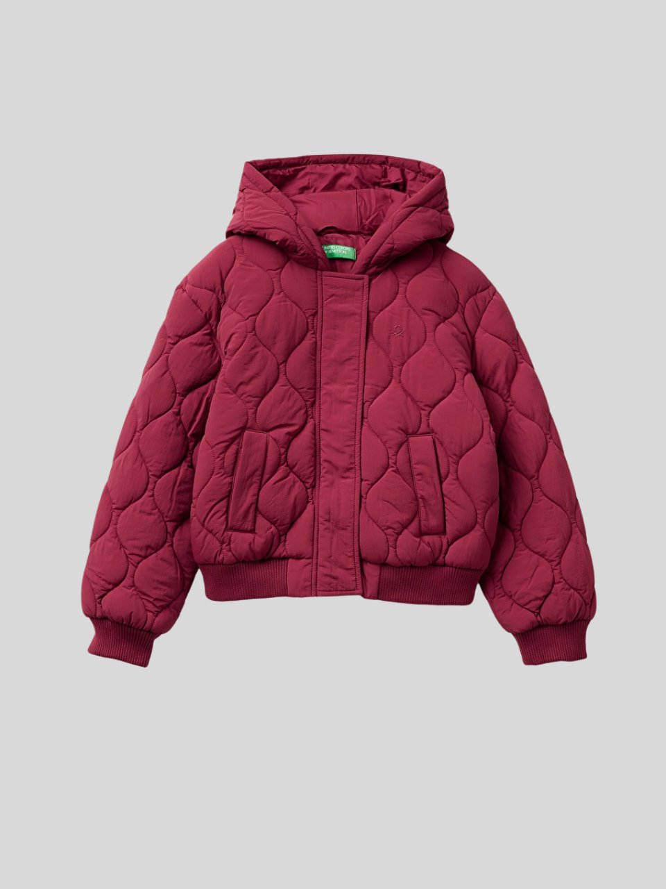 Benetton Kız Çocuk Kapüşonlu Kapitone Mont 6-14 Yaş Bordo