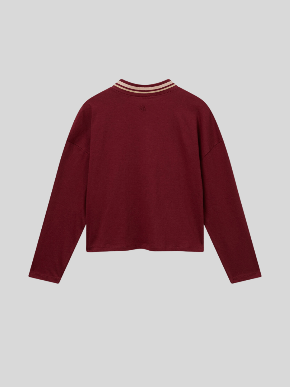 Benetton Kız Çocuk V Yaka Sweatshirt 6-14 Yaş Bordo