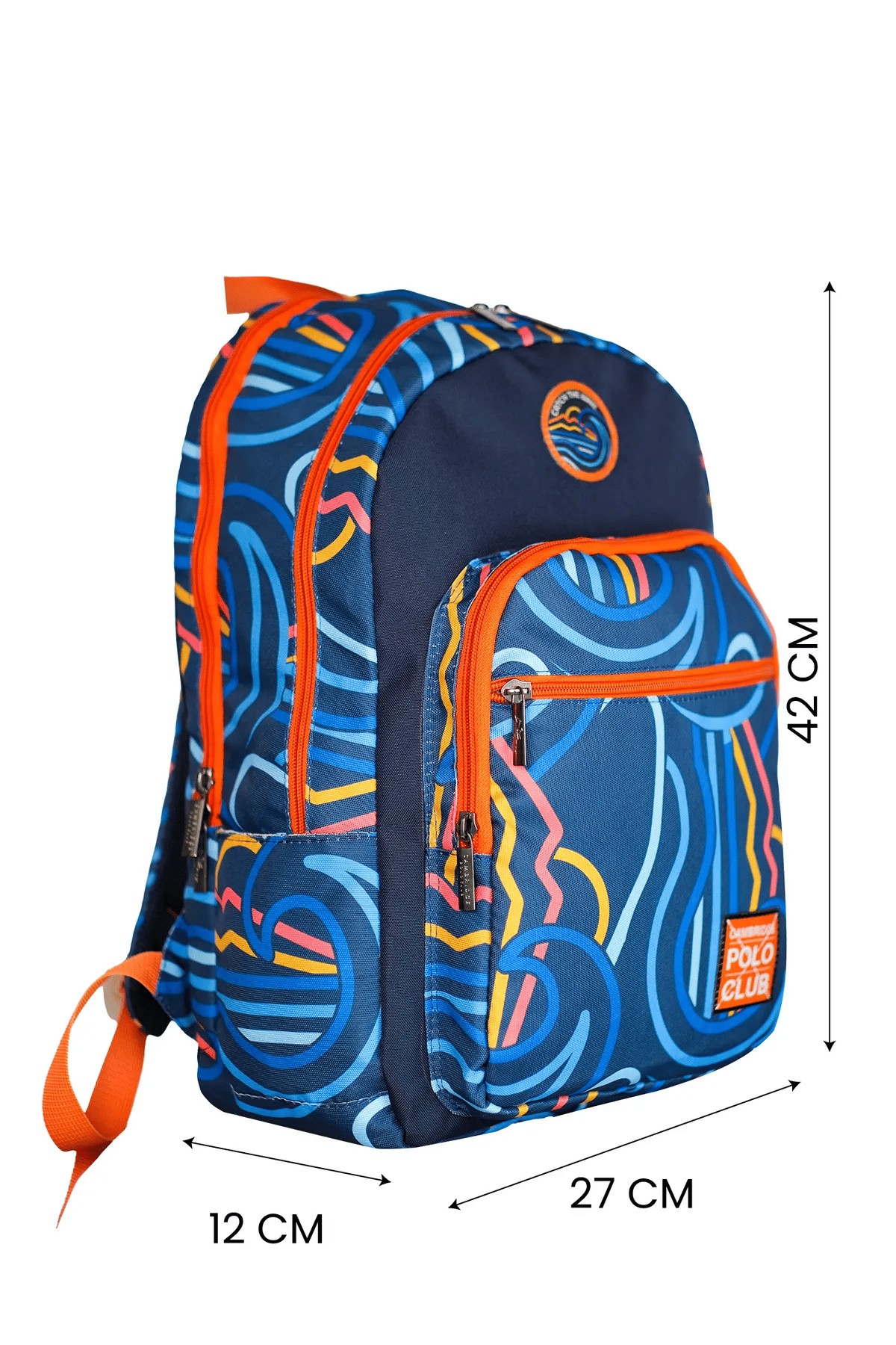 Cambridge Polo Club Wave Çok Gözlü Unisex Çocuk İlkokul Çantası Lacivert