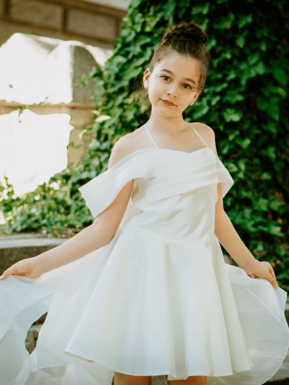 Chaton D'or Düşük Kol Abiye Elbise 7-15 Yaş Krem