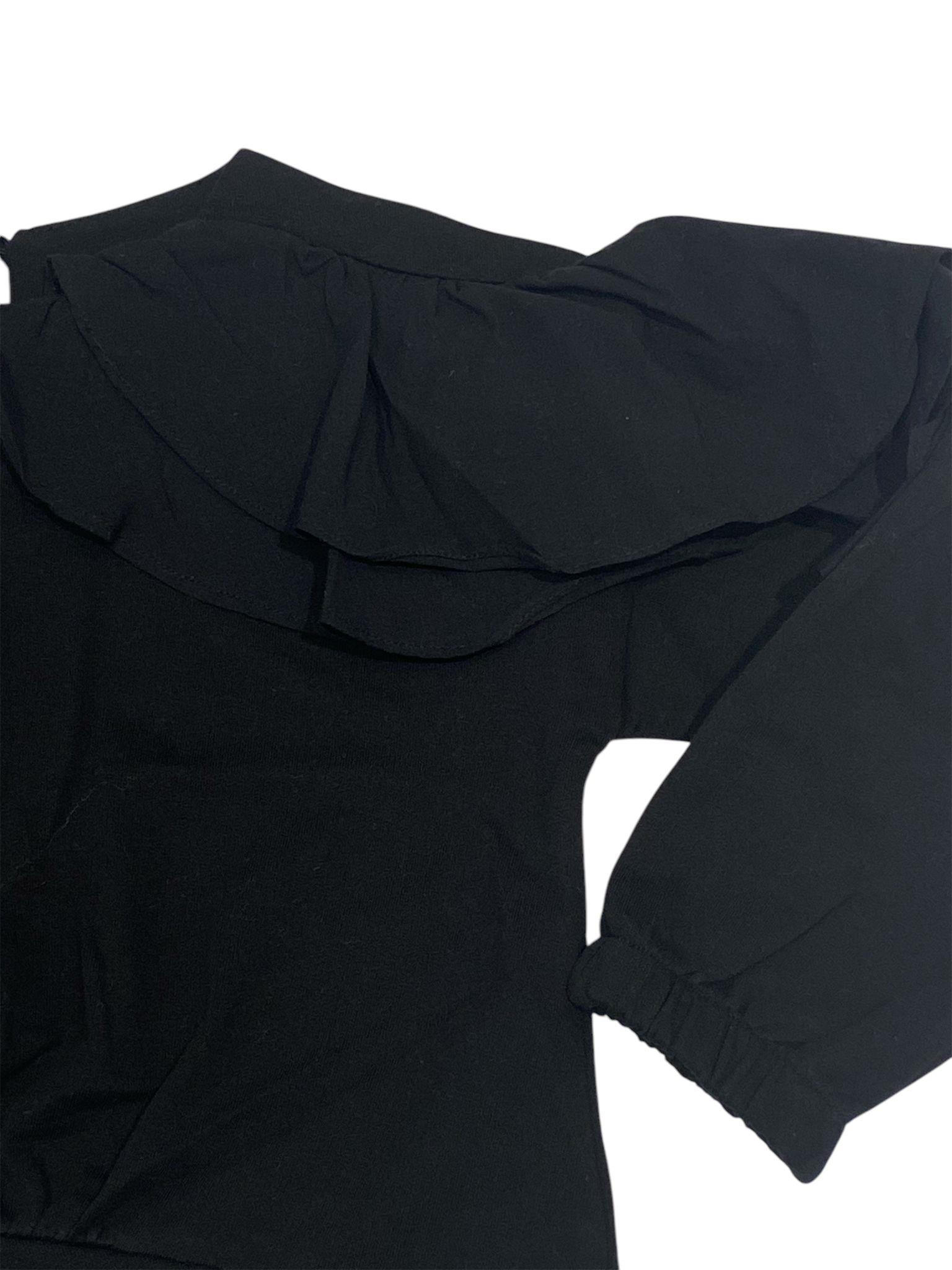 Cikoby Kız Çocuk Fırfırlı Sweatshirt 3-8 Yaş SİYAH